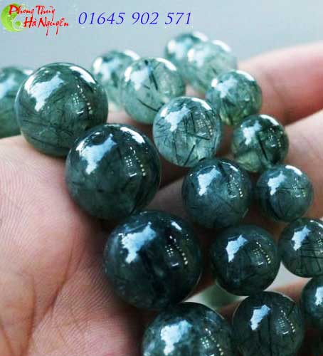đá quý hà nguyễn- vòng tay đá thạch anh tóc xanh